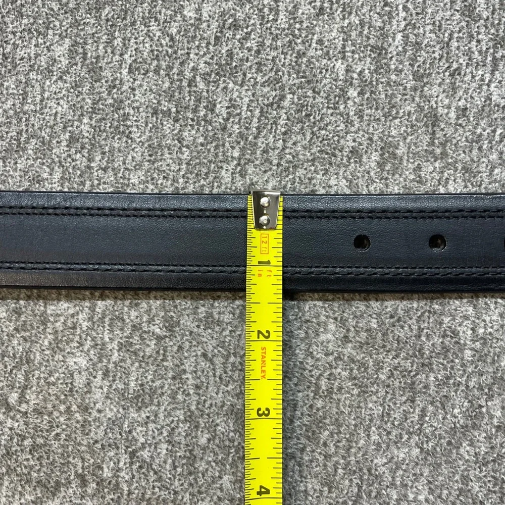 Vintage Bison Mens Black American Bison Leather Belt 36 Made in USA 1991
